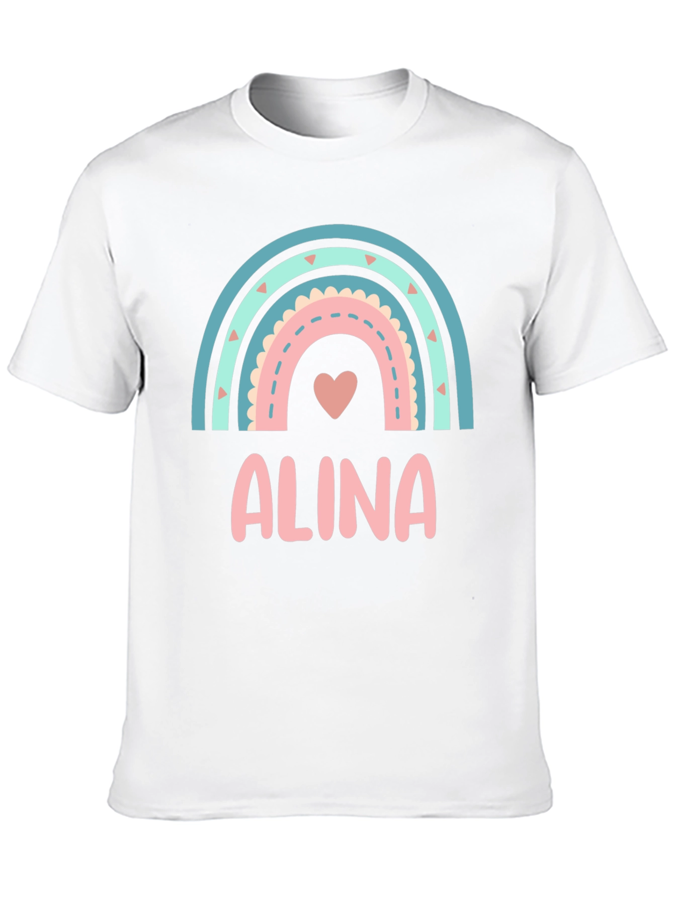 Alina Rainbow Heart T-Shirt - Cute Personalized Tee