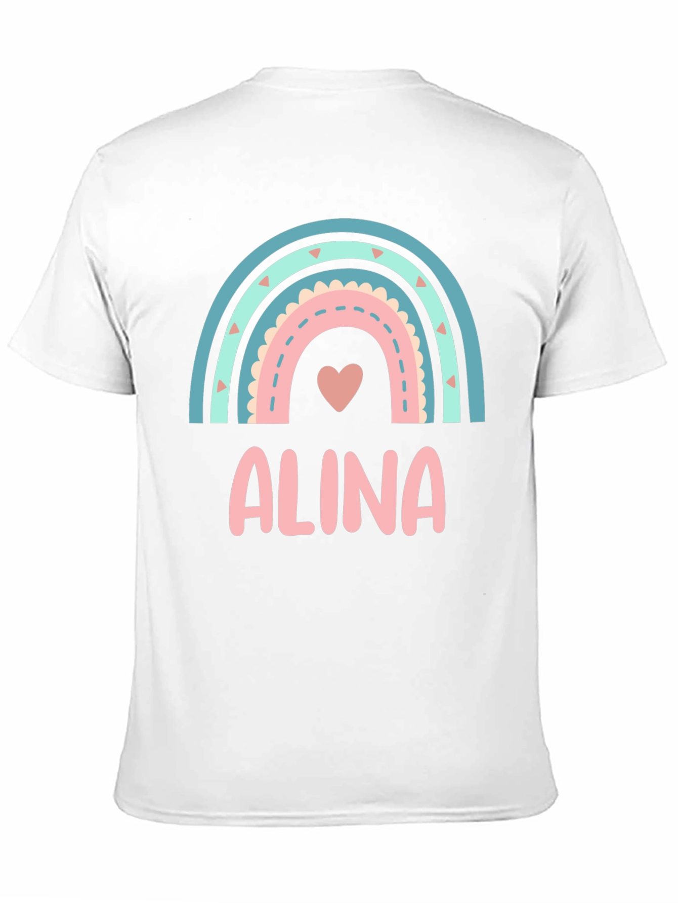 Alina Rainbow Heart T-Shirt - Cute Personalized Tee