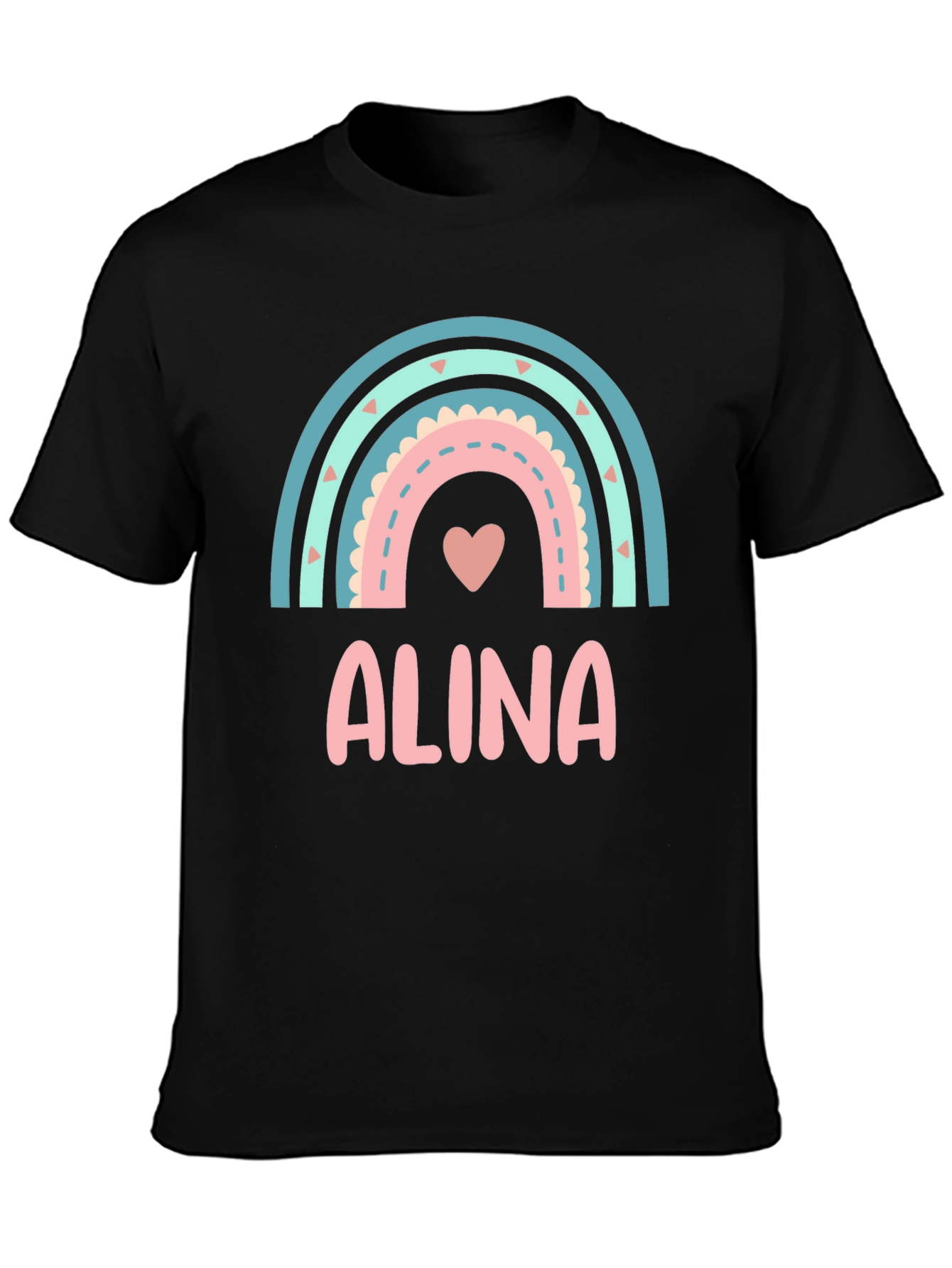 Alina Rainbow Heart T-Shirt - Cute Personalized Tee