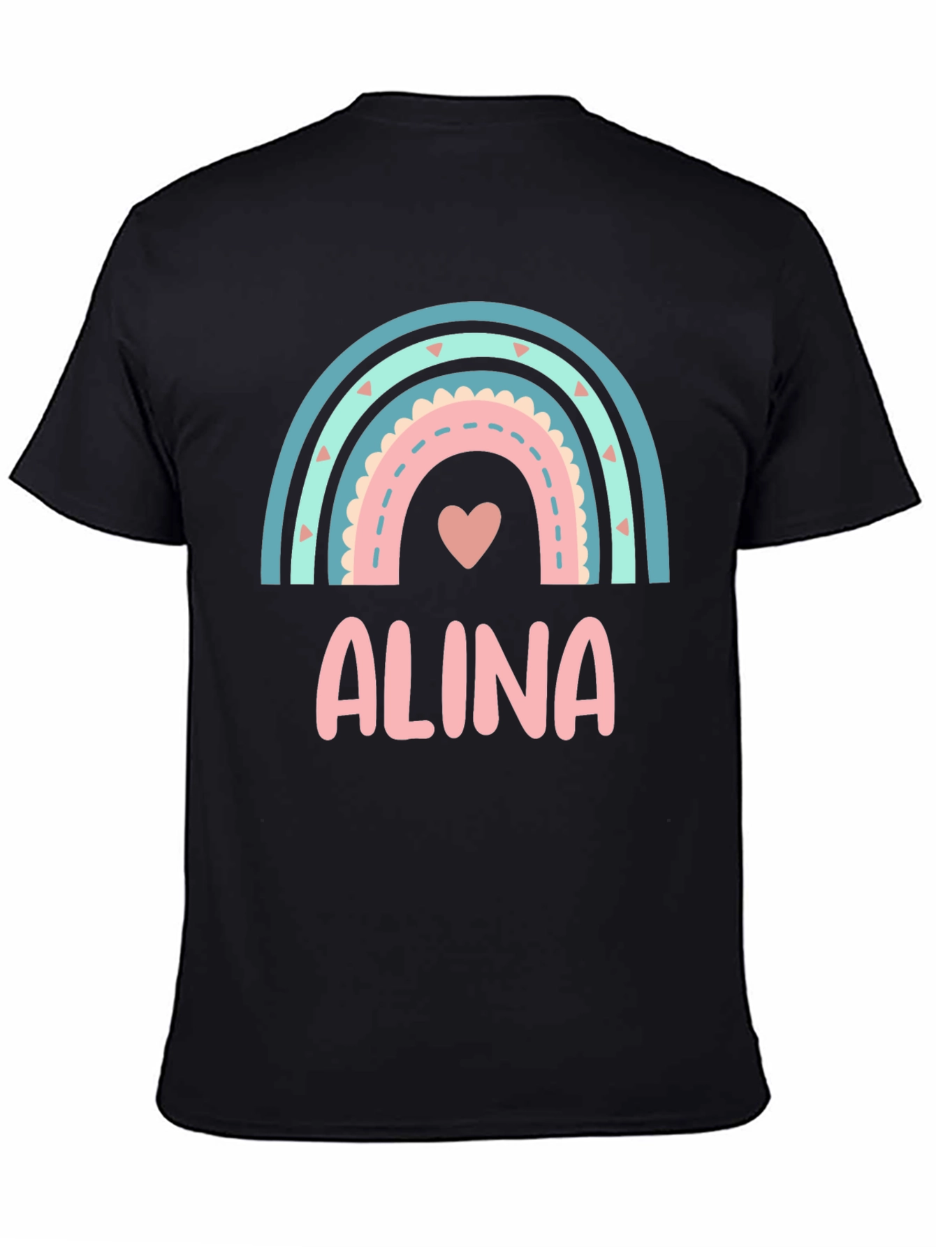 Alina Rainbow Heart T-Shirt - Cute Personalized Tee
