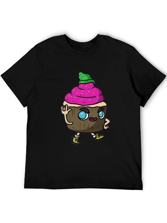 Cool Cupcake Graphic Tee - Fun Cartoon Shirt