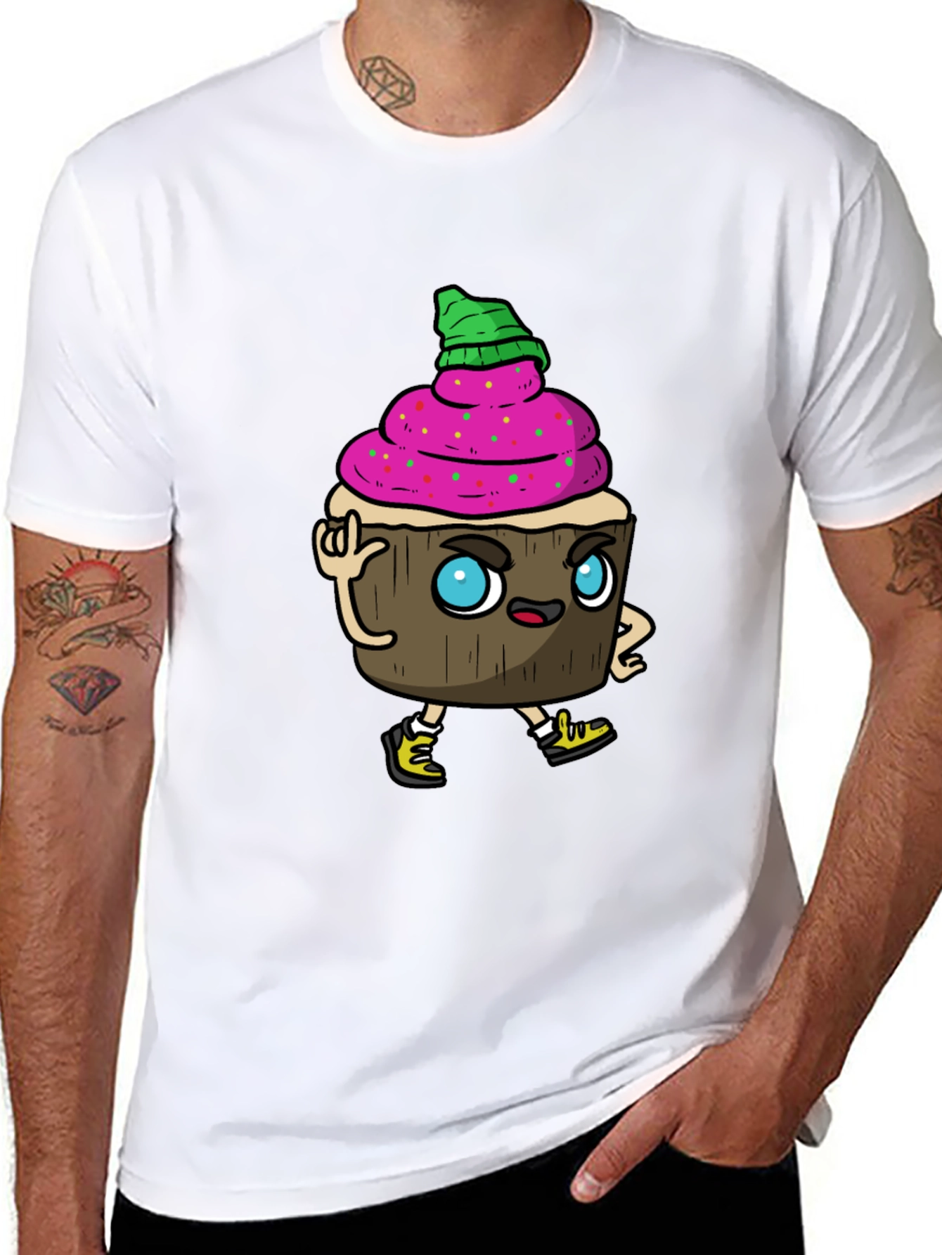 Cool Cupcake Graphic Tee - Fun Cartoon Shirt