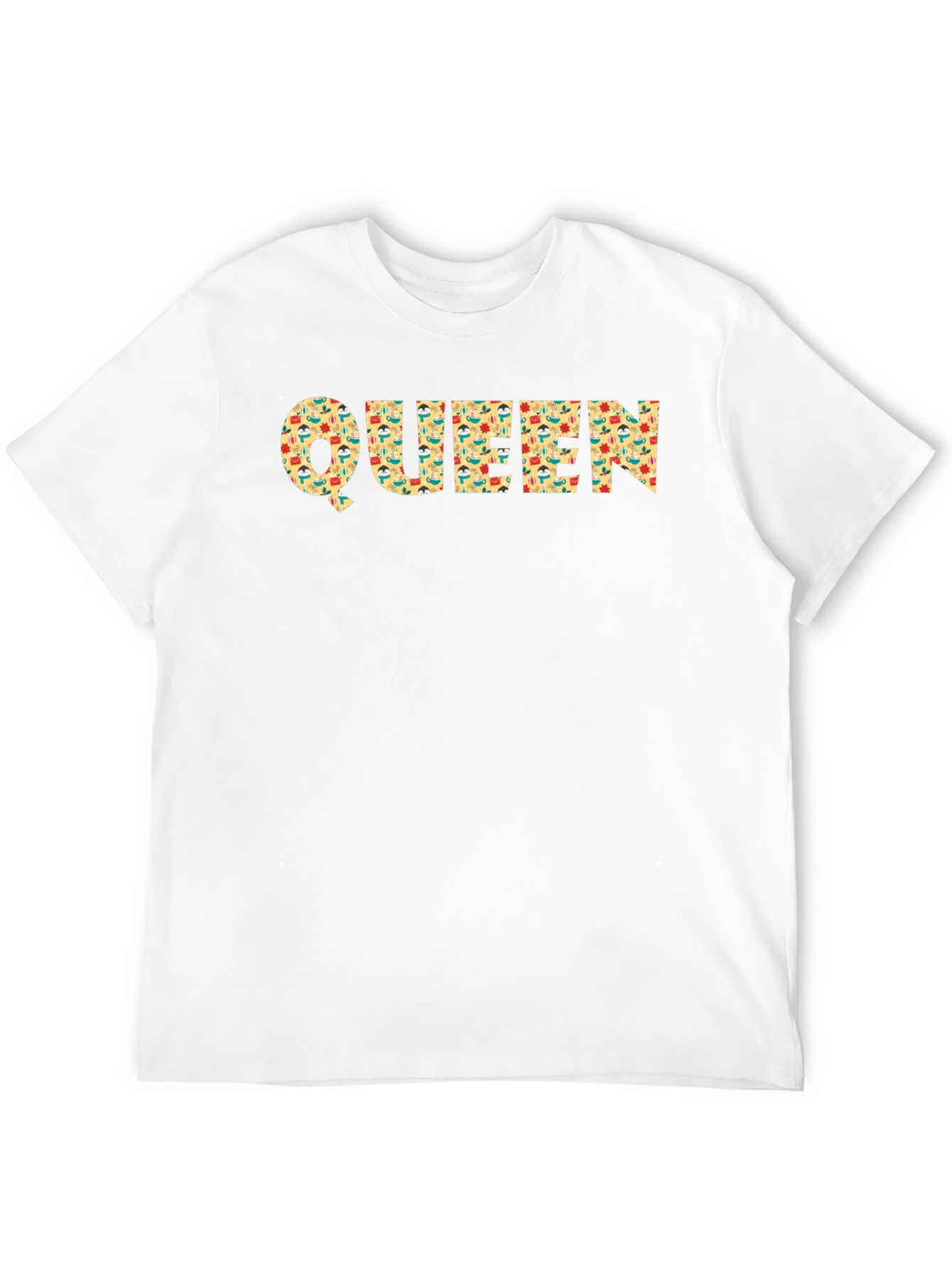 Queen Retro Pattern Graphic Tee - Black