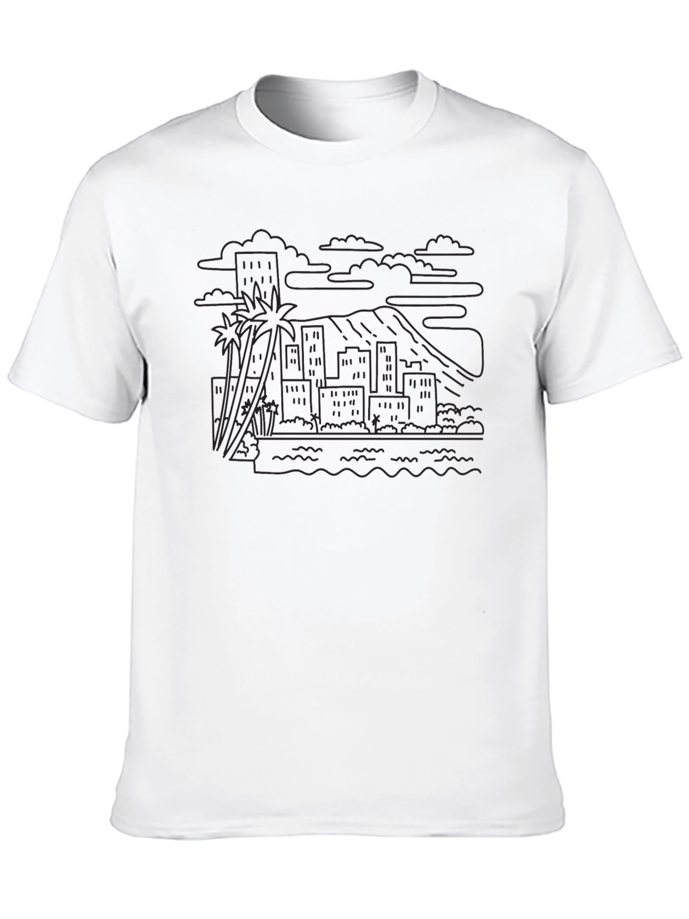 City and Beach Line Art Tee