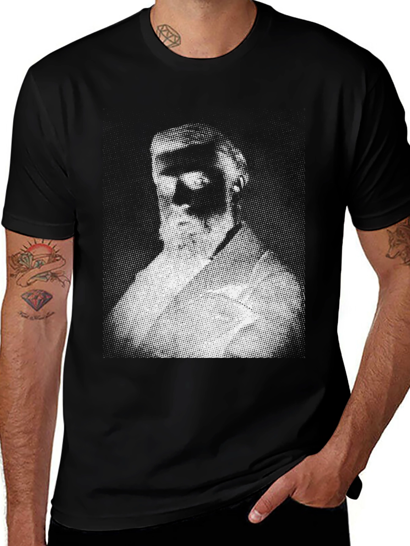 Bearded Portrait Graphic Black T-Shirt