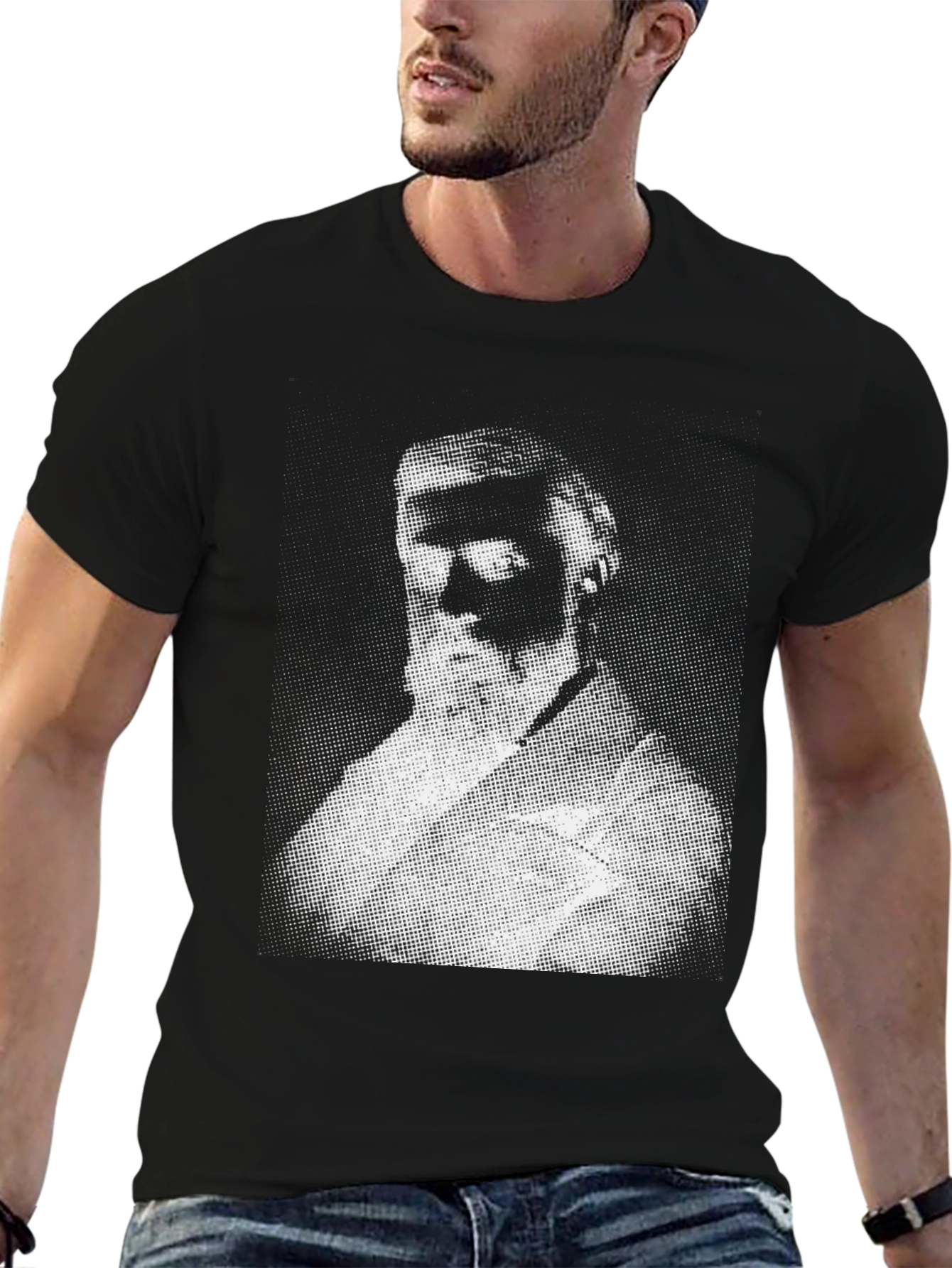 Bearded Portrait Graphic Black T-Shirt