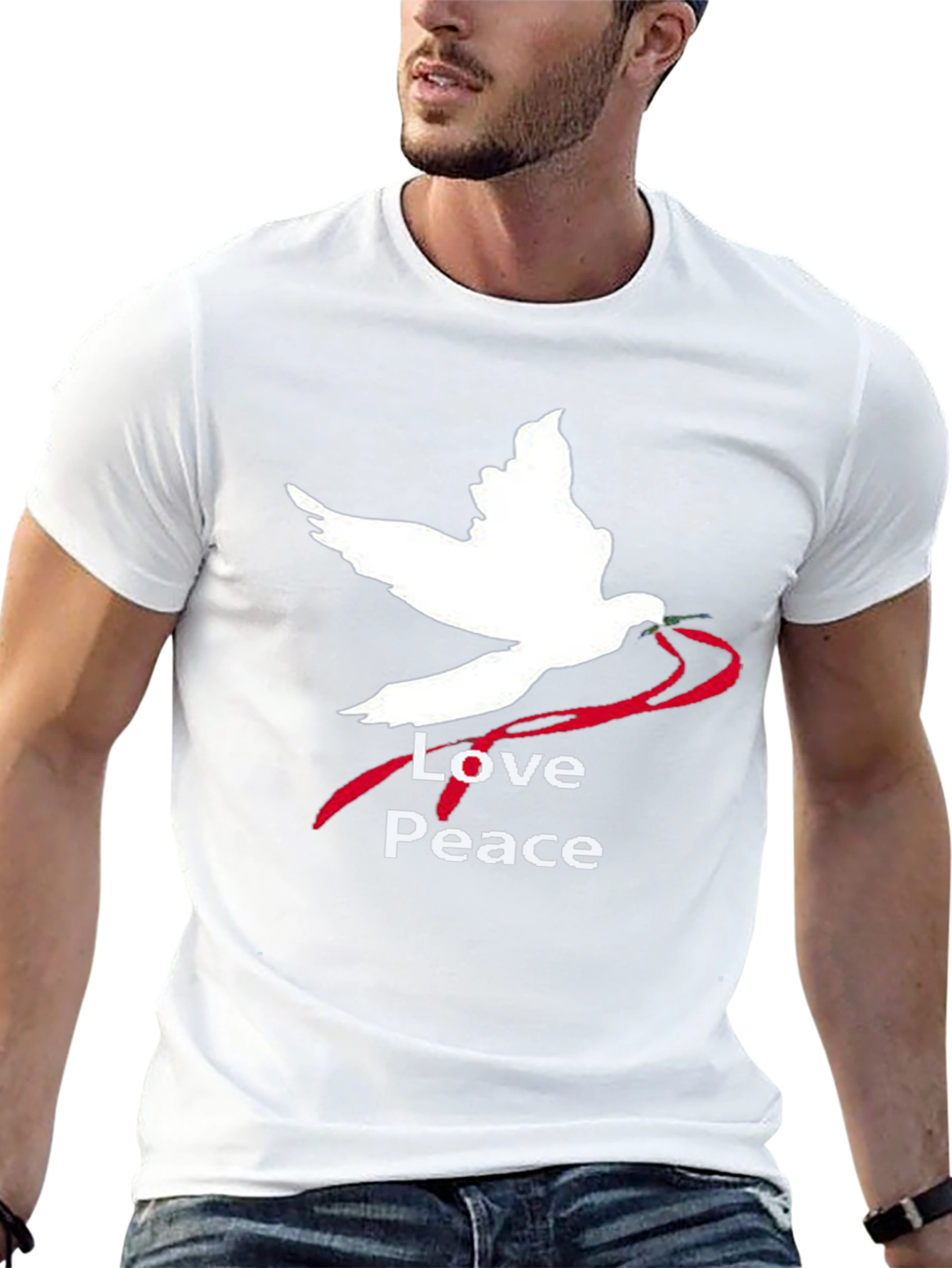 Love Peace Dove Graphic T-Shirt - Black