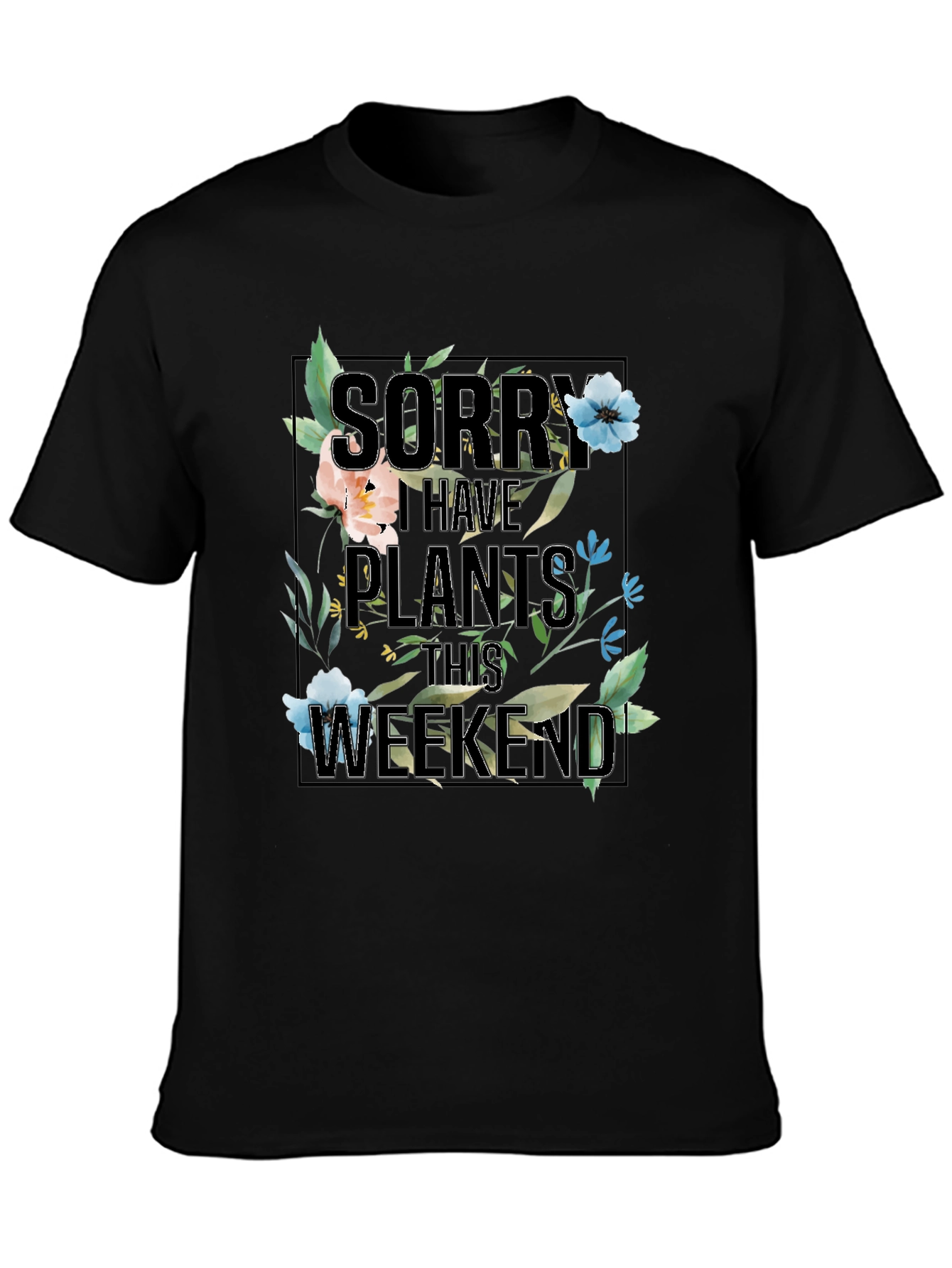 Plants Weekend Black Graphic T-Shirt