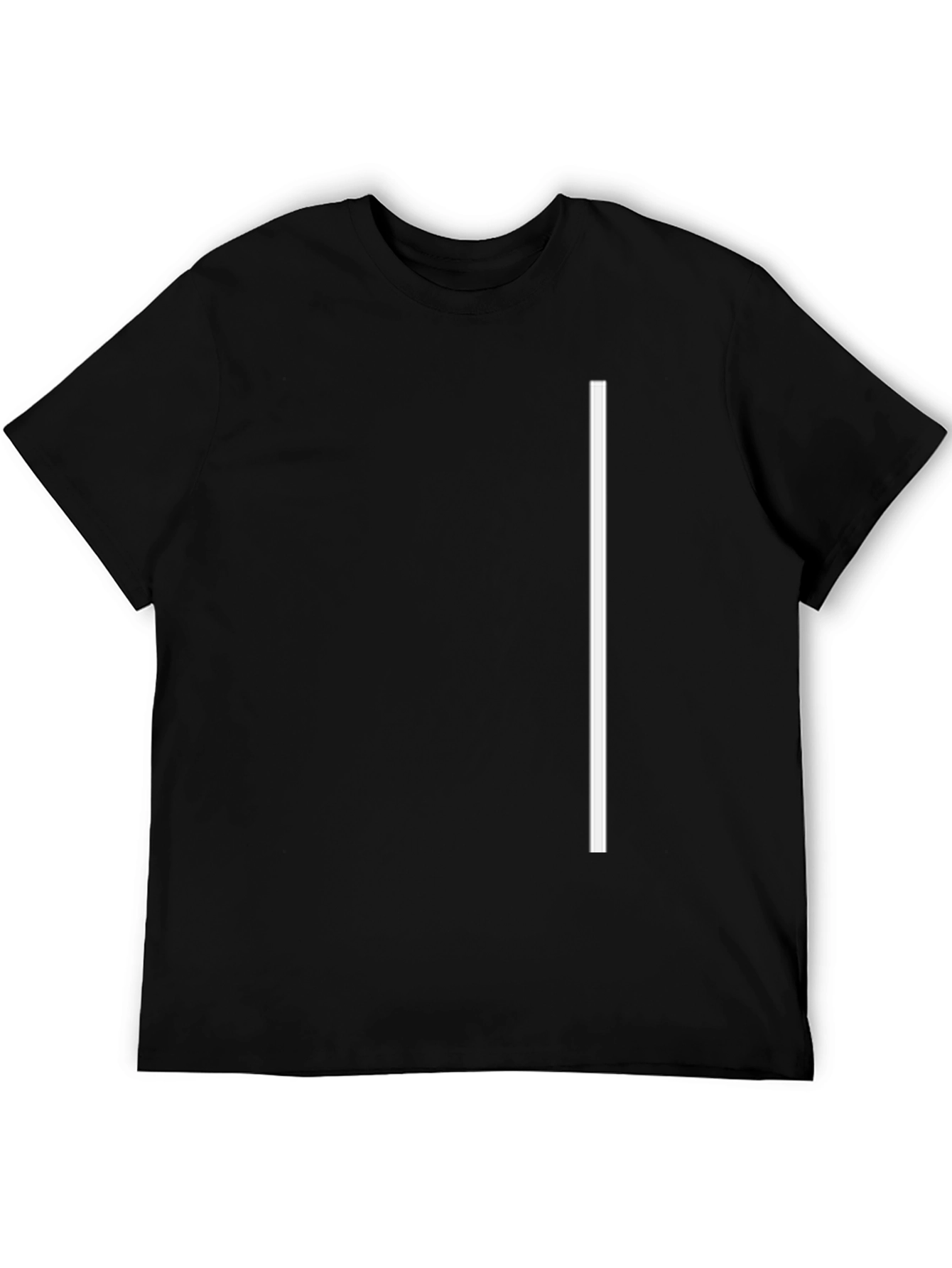 Minimalist Black T-Shirt with White Vertical Stripe