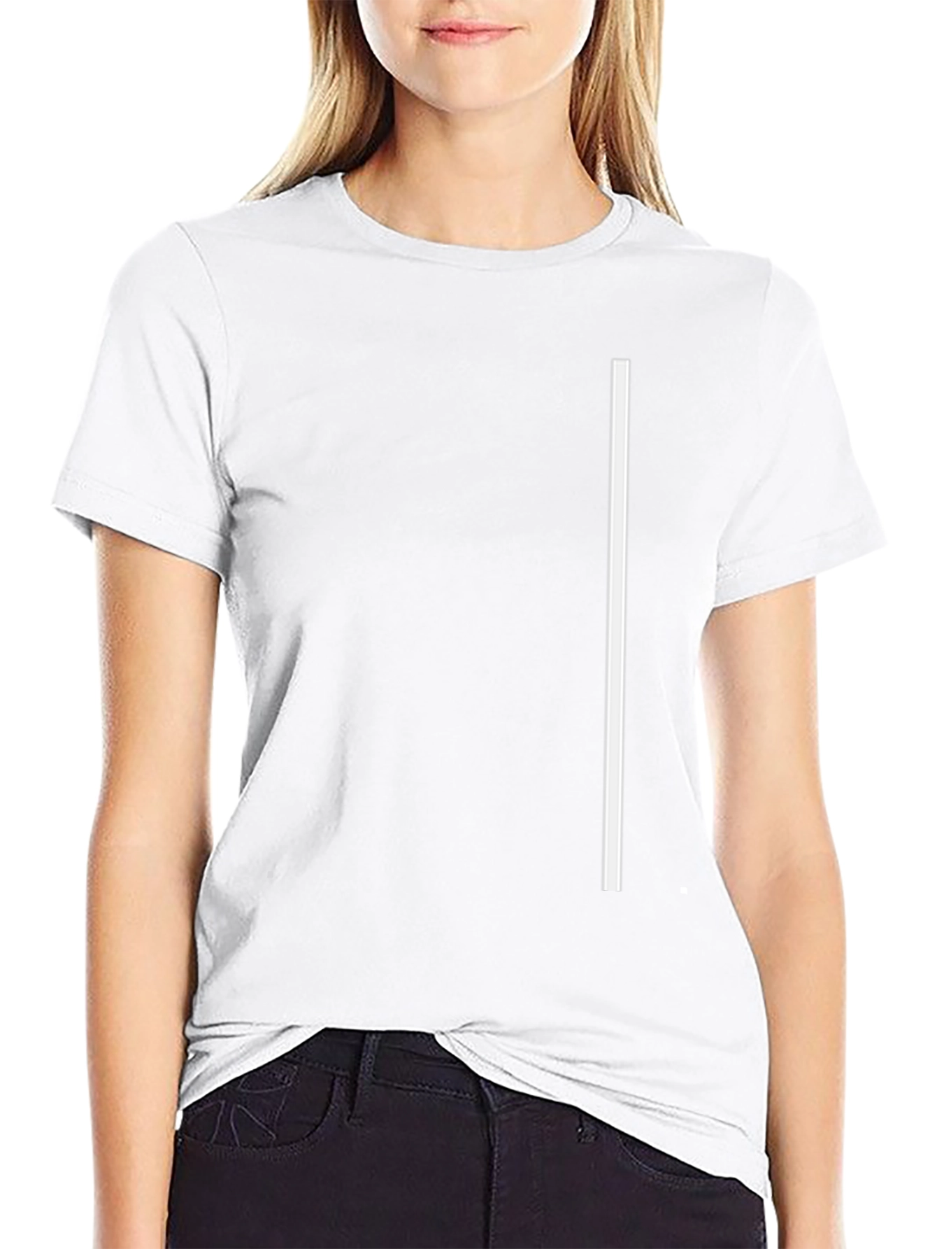 Minimalist Black T-Shirt with White Vertical Stripe