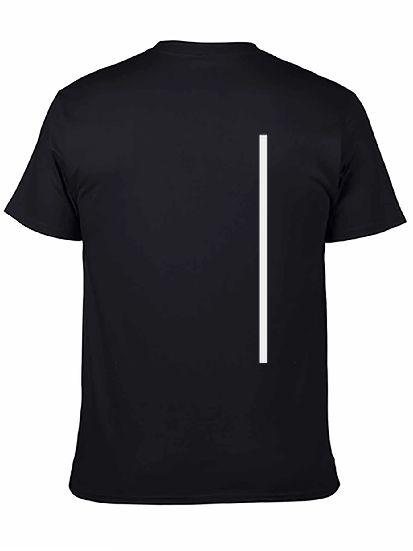 Minimalist Black T-Shirt with White Vertical Stripe