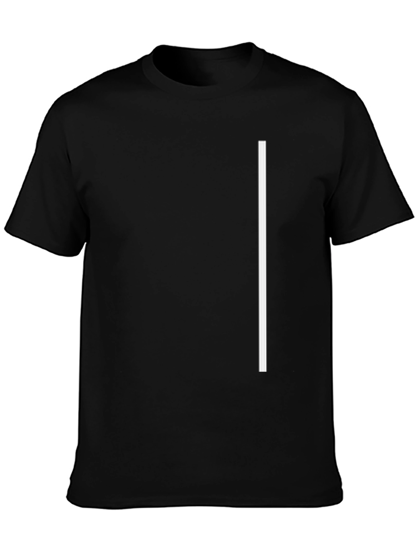 Minimalist Black T-Shirt with White Vertical Stripe