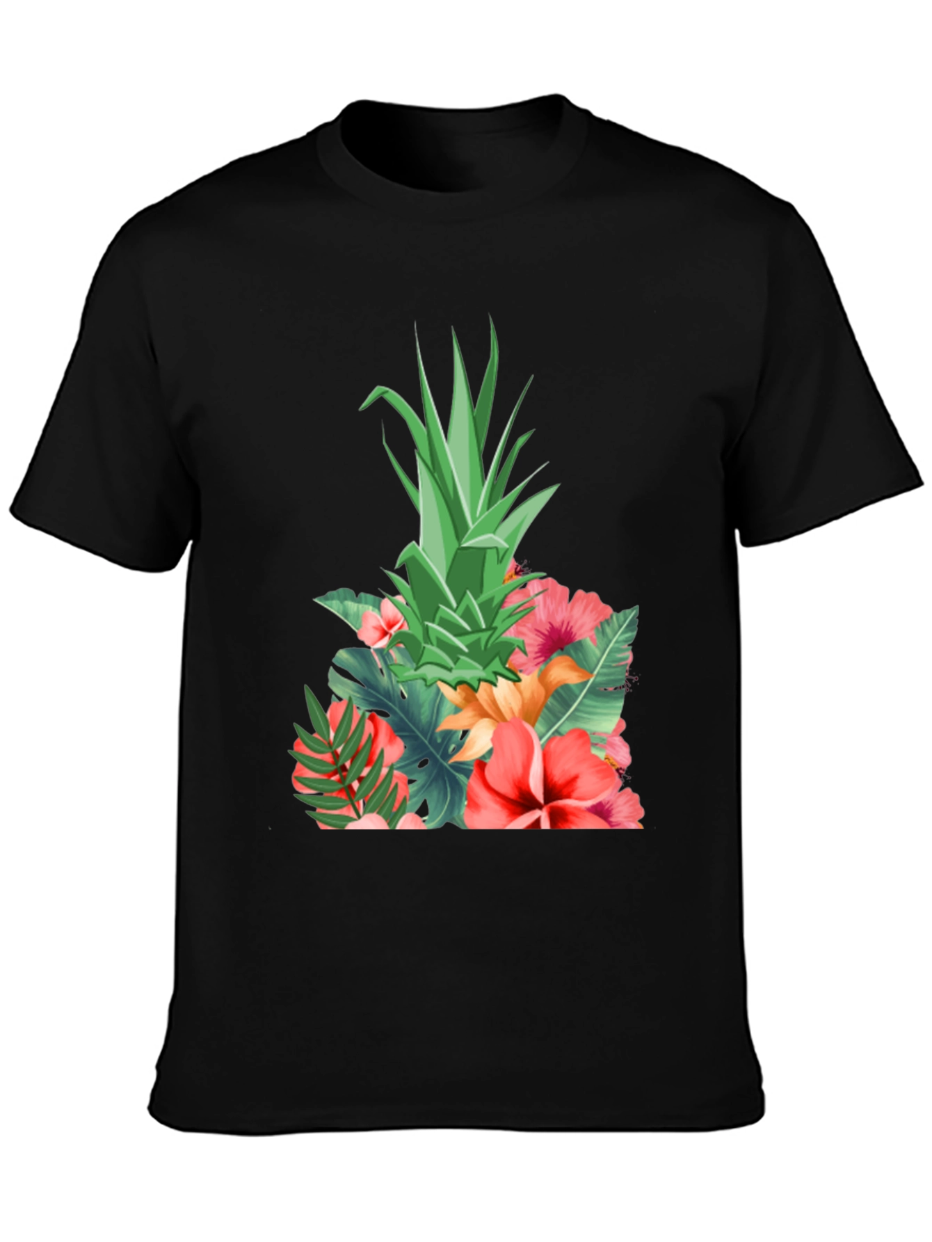 Tropical Pineapple Floral Print T-Shirt