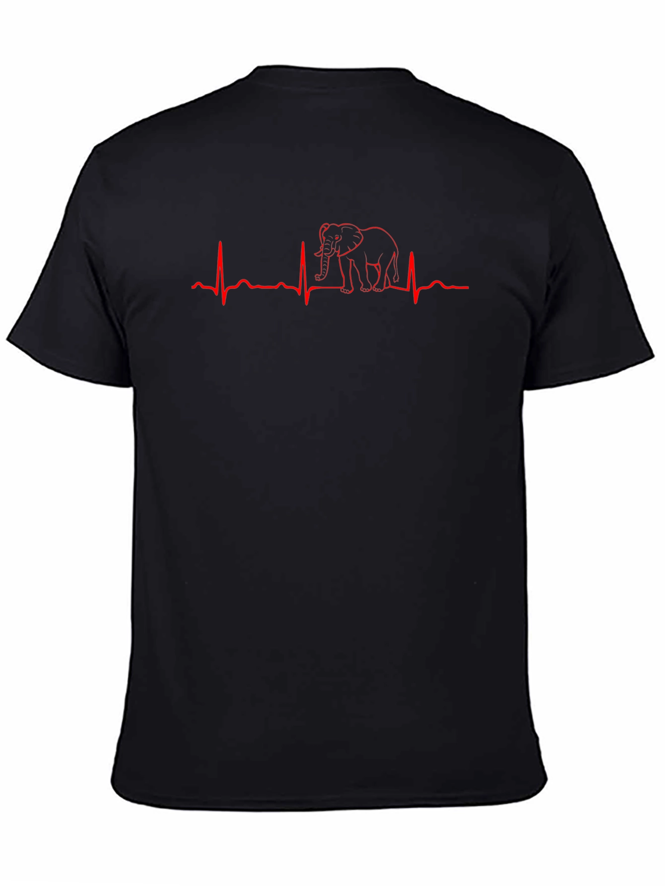 Elephant Heartbeat Graphic Tee - Black Cotton