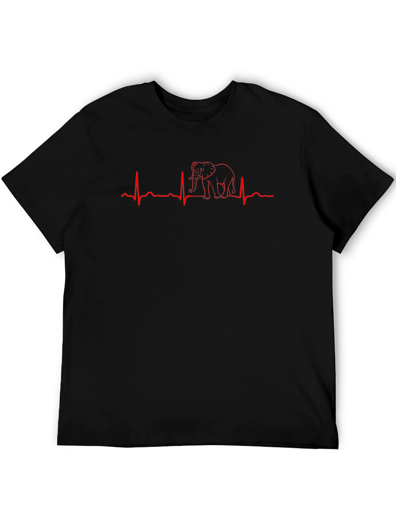 Elephant Heartbeat Graphic Tee - Black Cotton