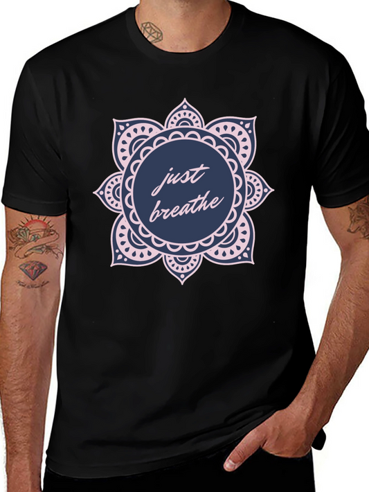 Just Breathe Mandala Graphic T-Shirt - Relaxed Fit