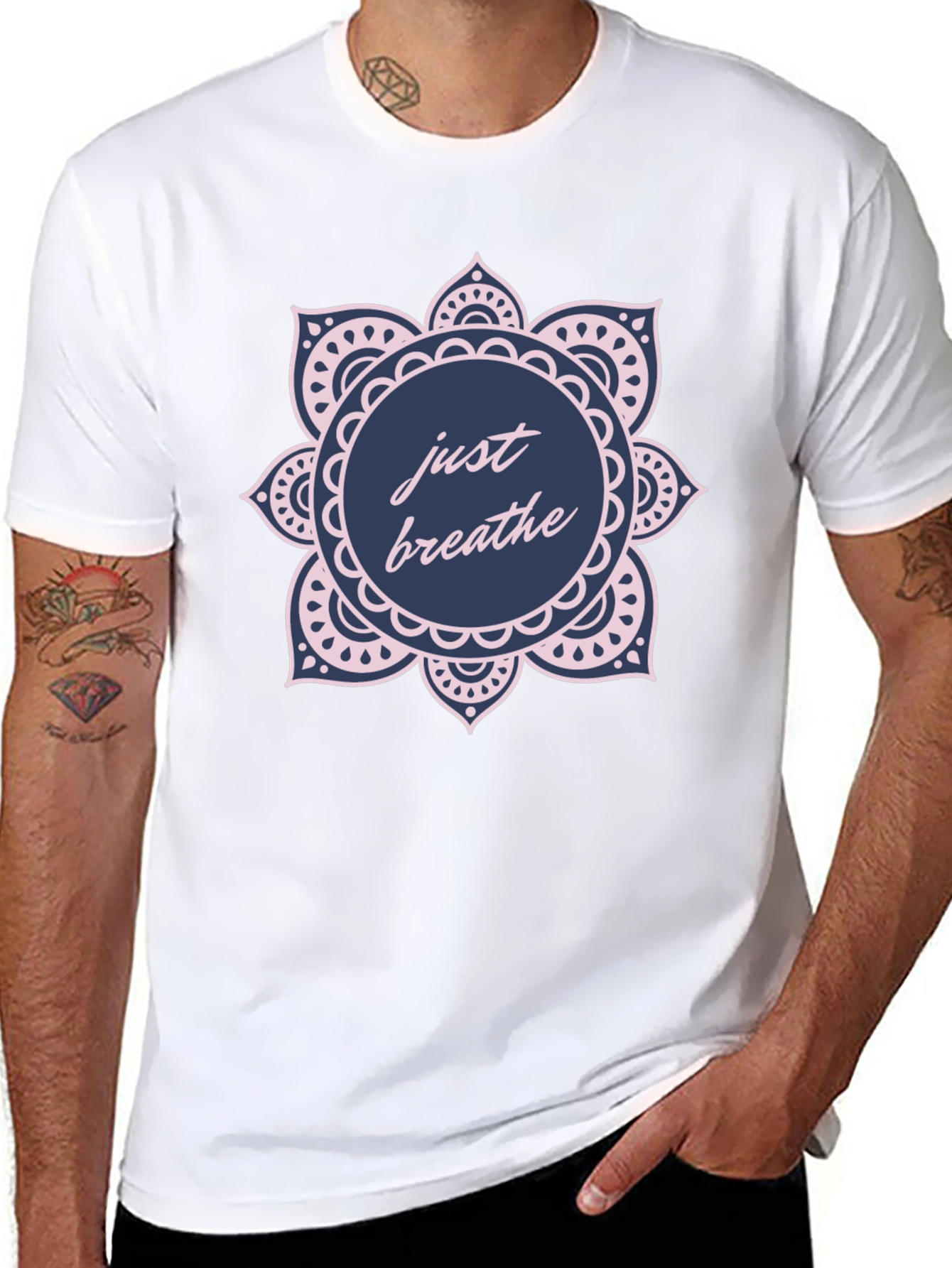 Just Breathe Mandala Graphic T-Shirt - Relaxed Fit