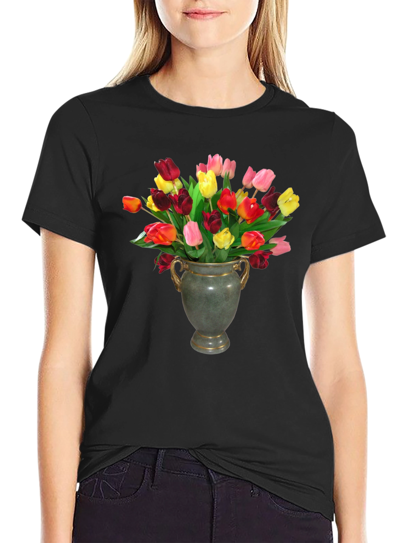 Tulip Vase Graphic T-Shirt - Unique Floral Design