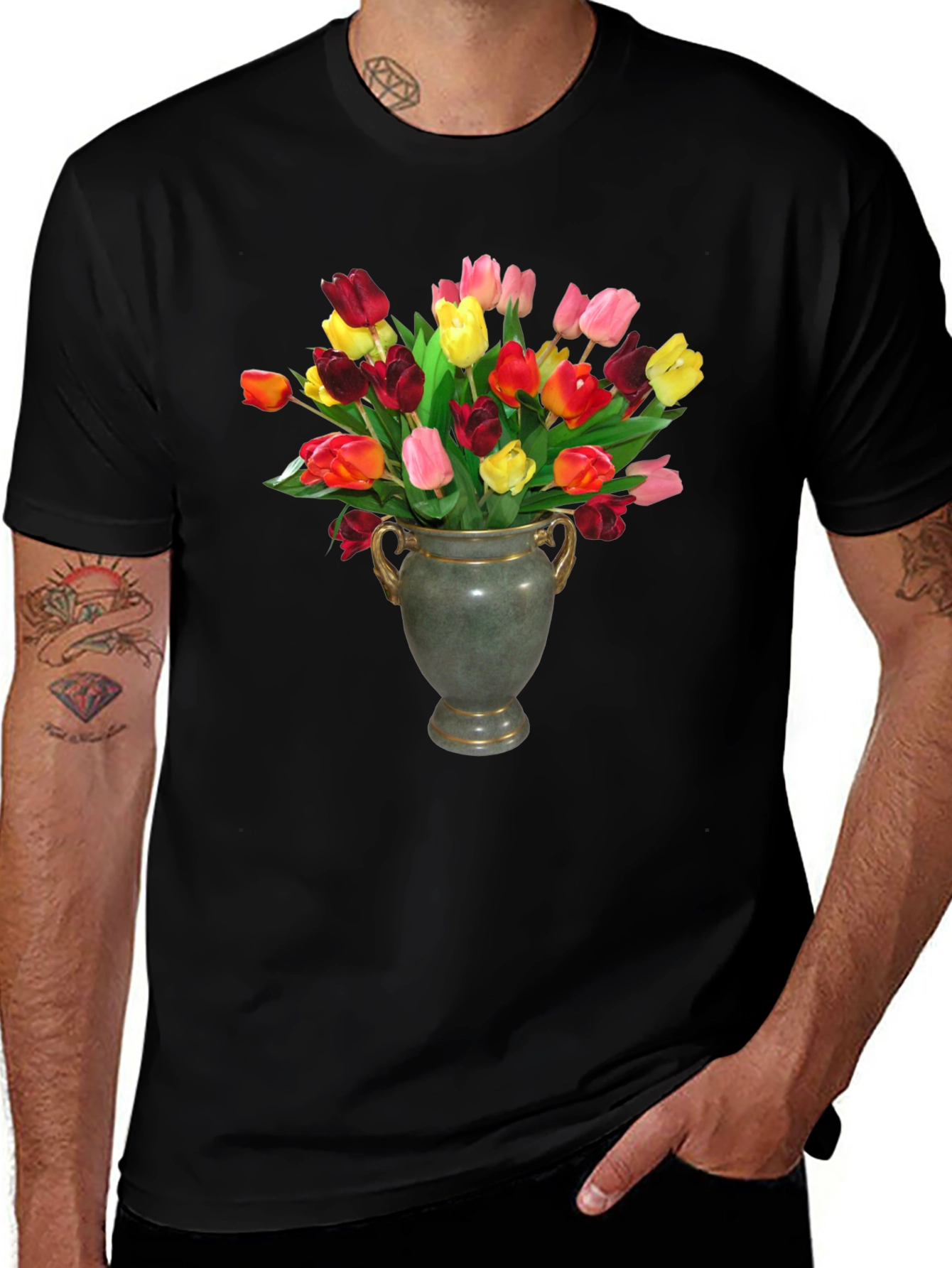 Tulip Vase Graphic T-Shirt - Unique Floral Design