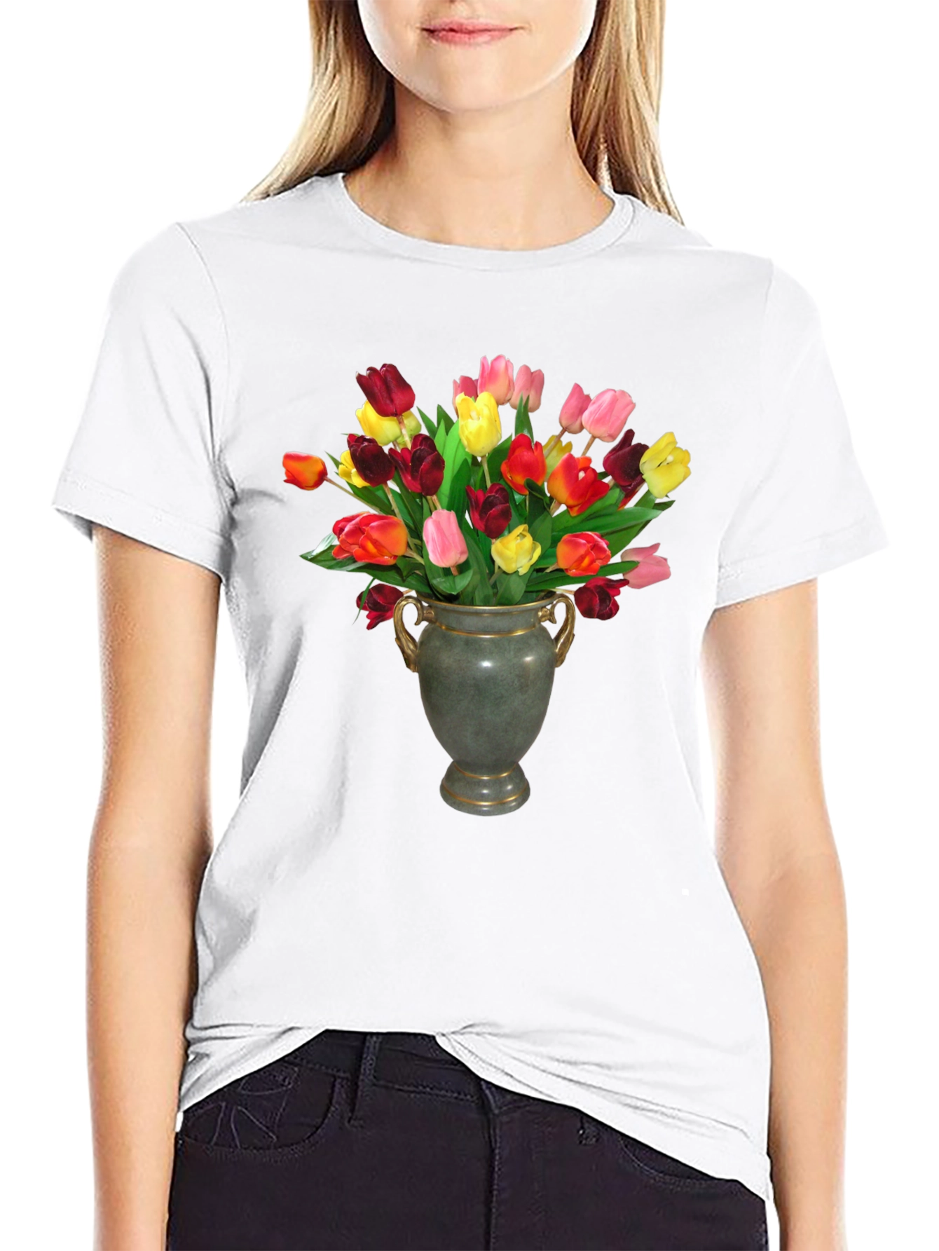 Tulip Vase Graphic T-Shirt - Unique Floral Design