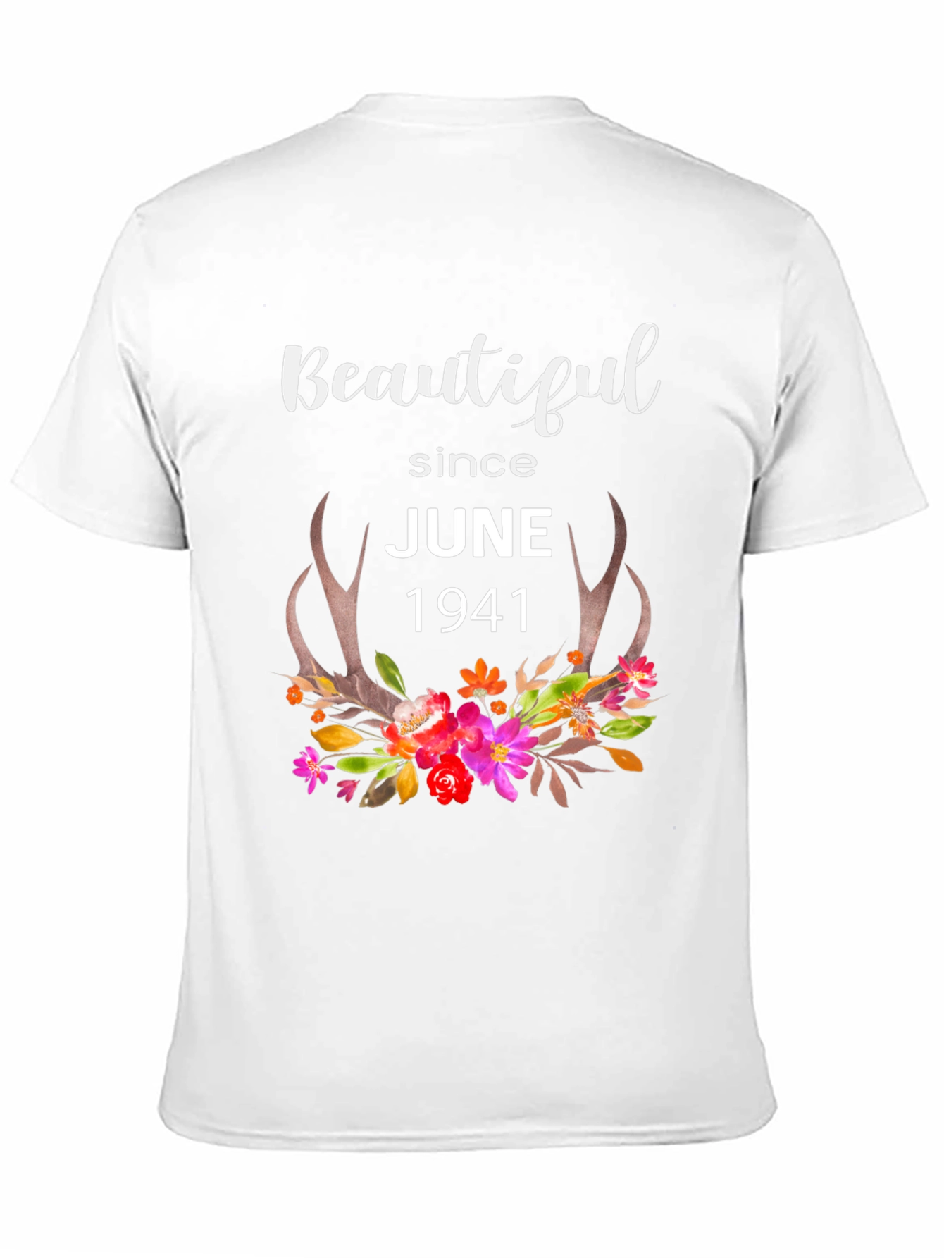 Beautiful Since June 1941 Floral Antler T-Shirt