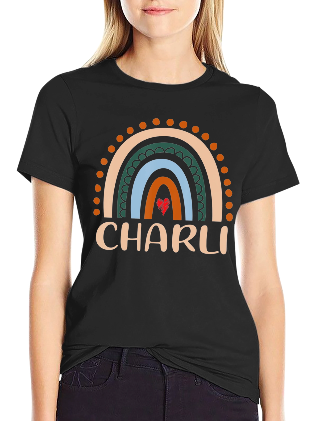 CHARLI Rainbow Graphic Tee - Custom Name Shirt