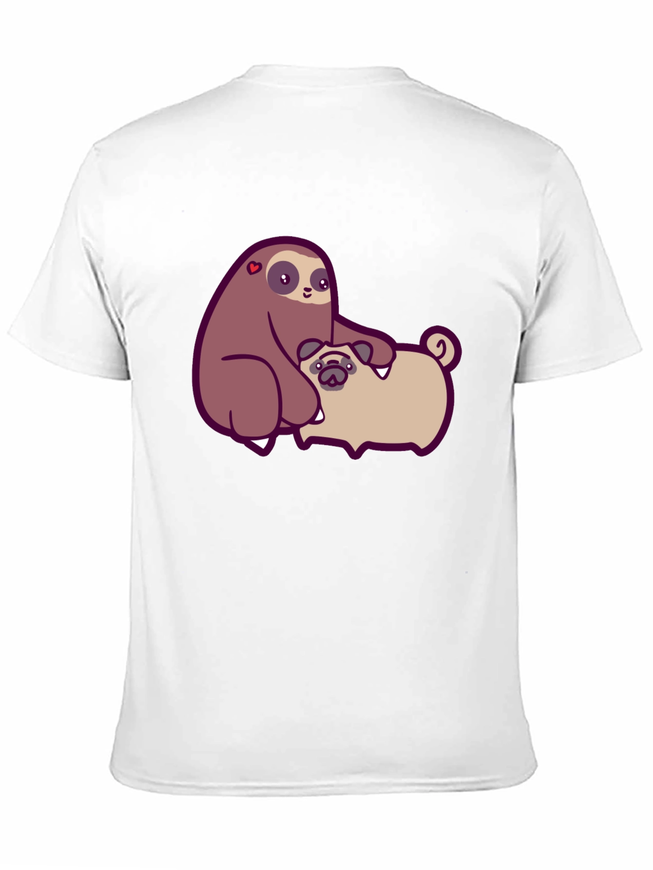 Sloth Hugging Pug Graphic Tee - Comfy Cotton T-Shirt