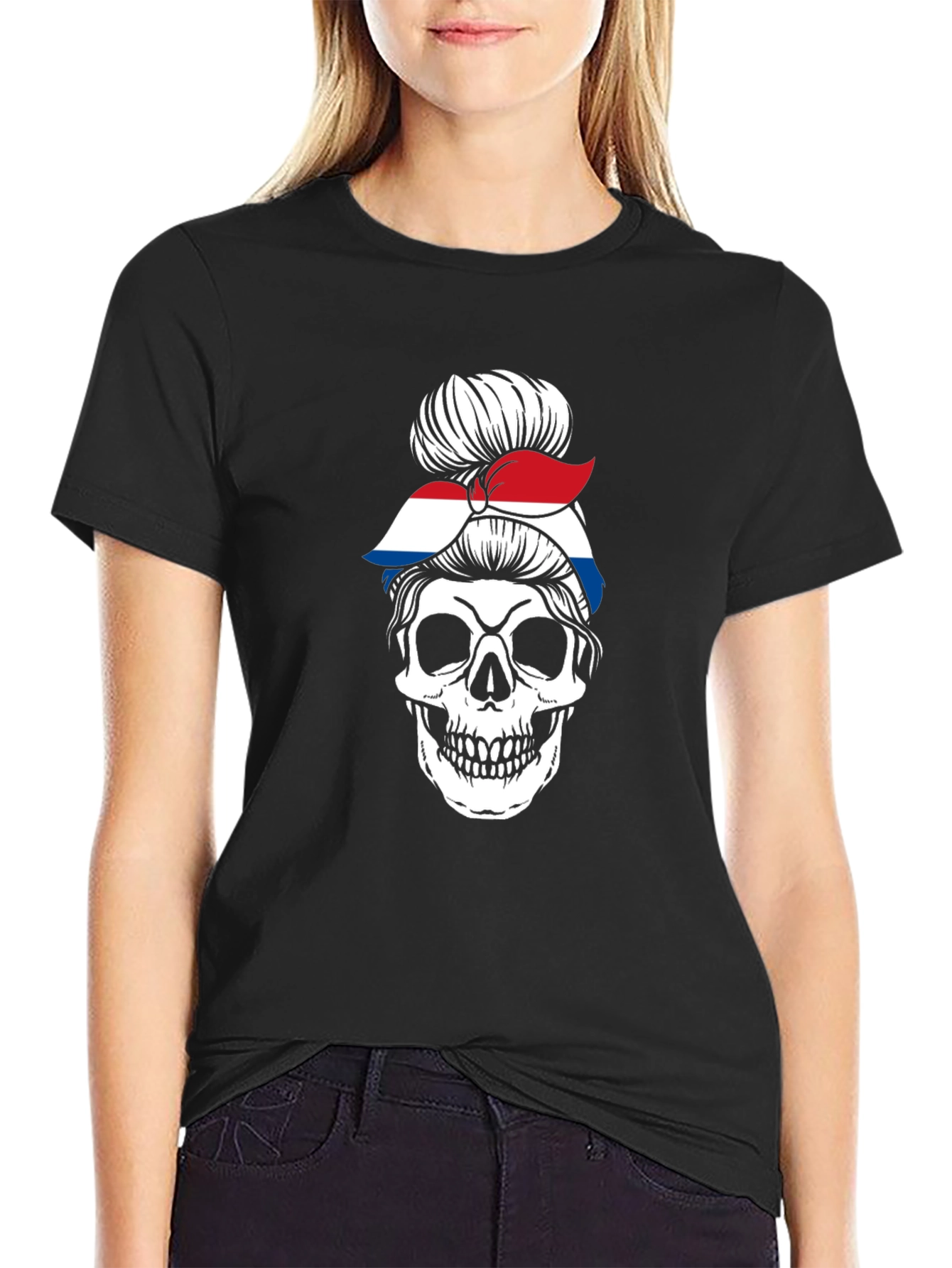 Skull Messy Bun T-Shirt