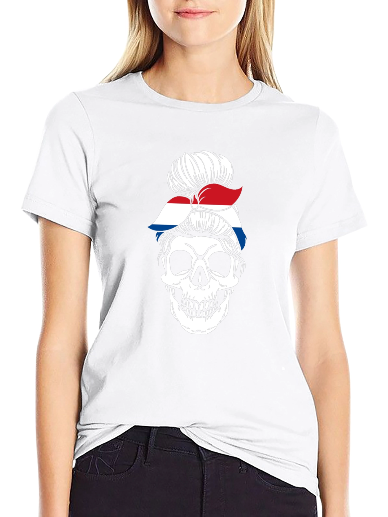 Skull Messy Bun T-Shirt