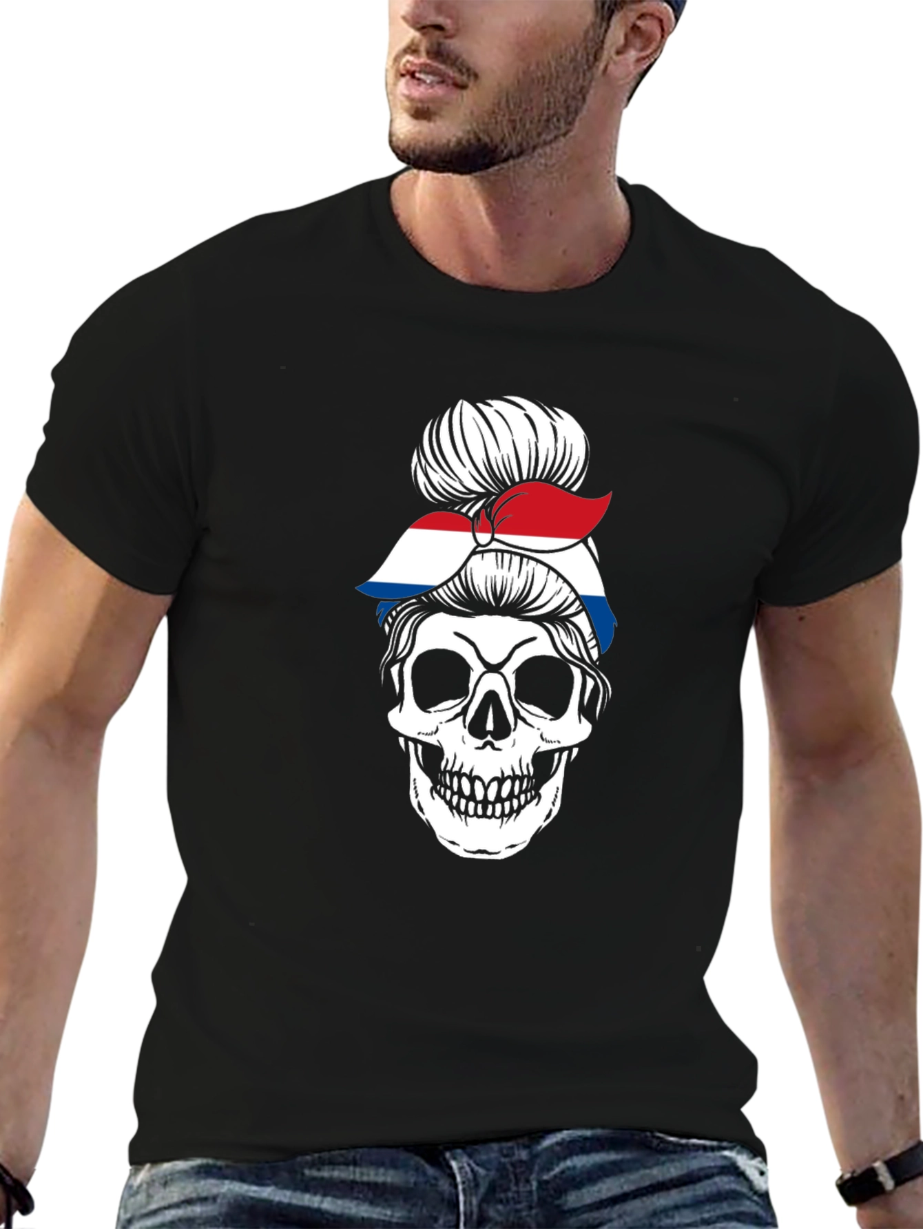 Skull Messy Bun T-Shirt