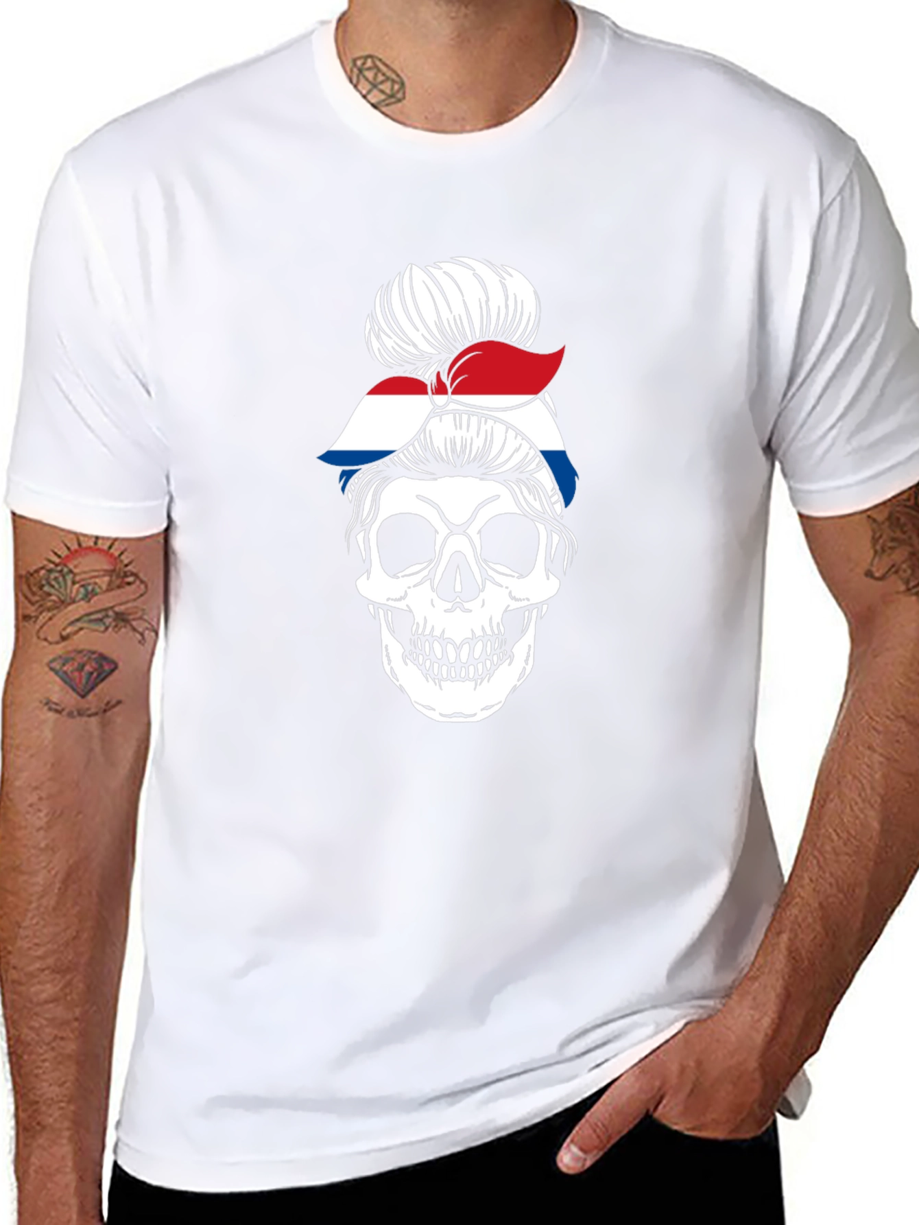Skull Messy Bun T-Shirt