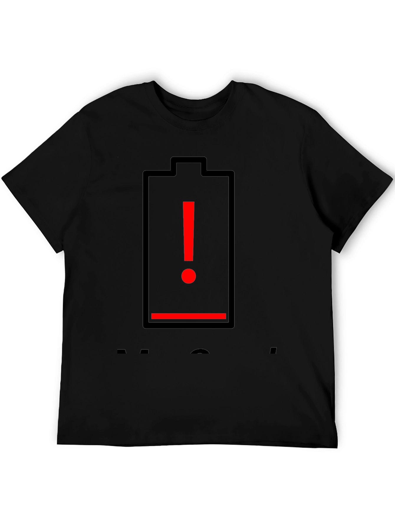Low Battery Alert Graphic T-Shirt - Black Cotton Tee