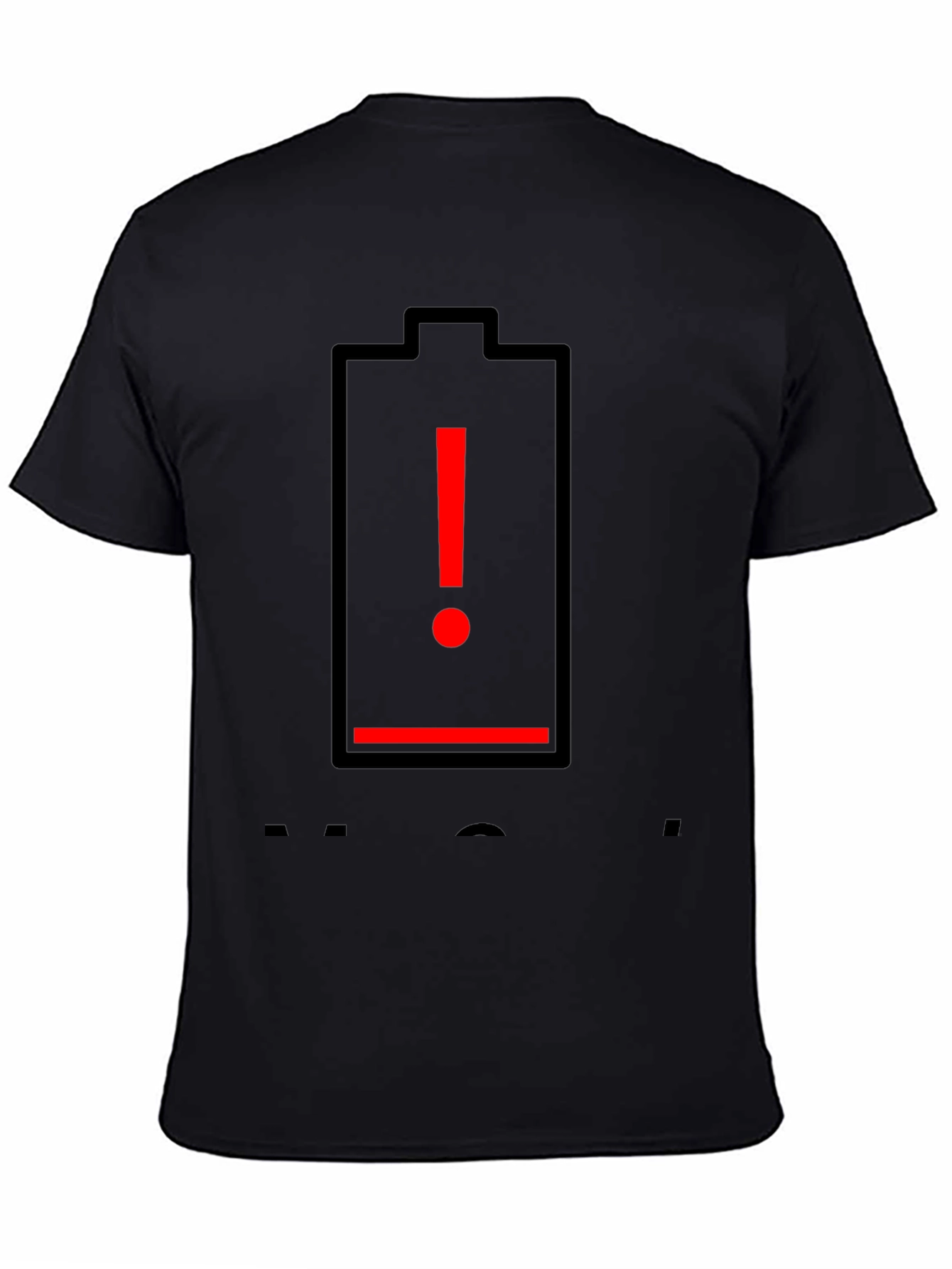 Low Battery Alert Graphic T-Shirt - Black Cotton Tee