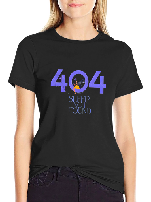404 Sleep Not Found Black Graphic T-Shirt
