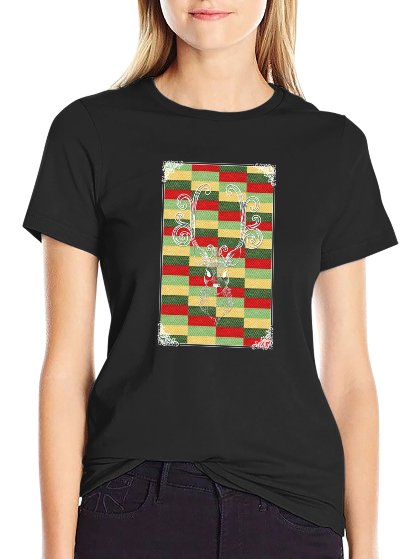 Festive Reindeer Graphic Tee - Holiday Style