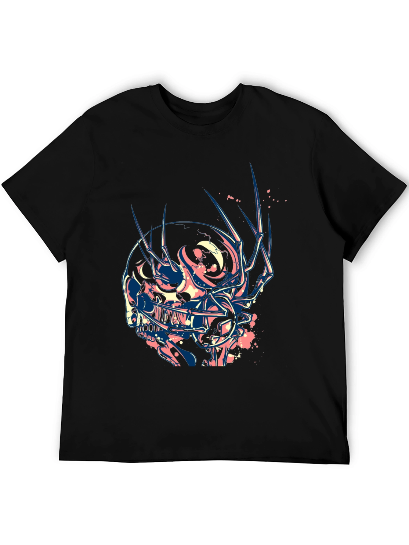 Skull Claw Graphic Print Black T-Shirt