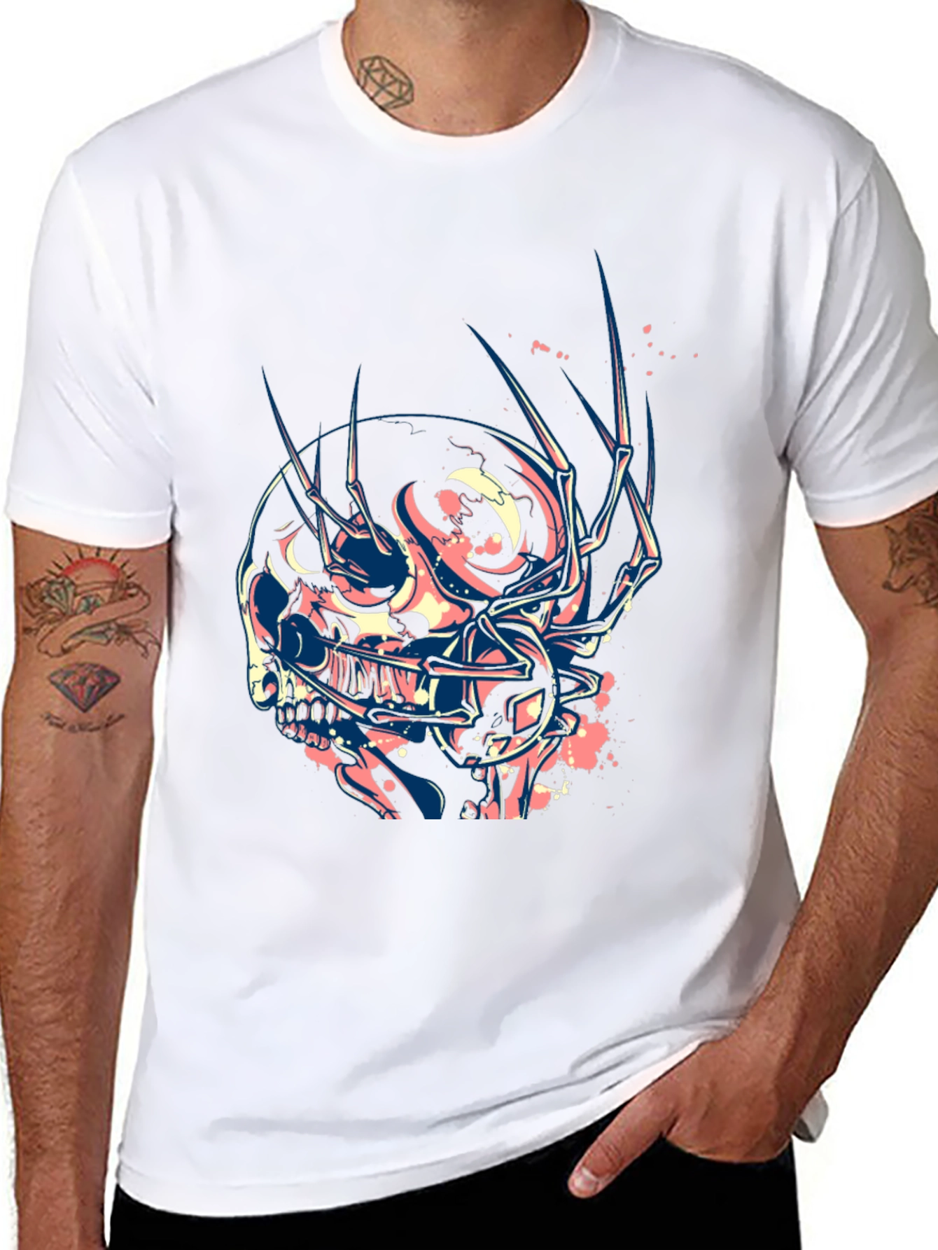 Skull Claw Graphic Print Black T-Shirt