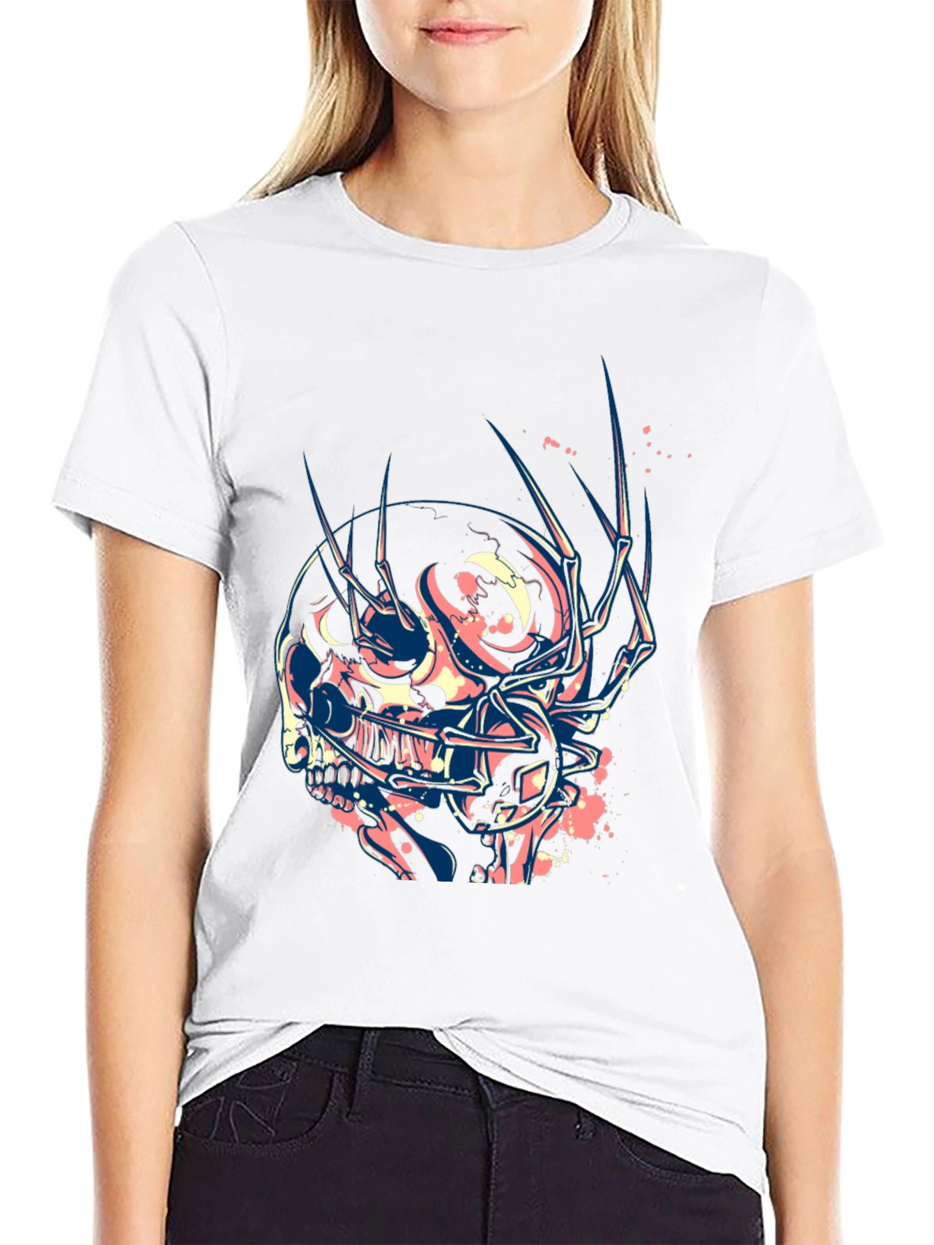 Skull Claw Graphic Print Black T-Shirt