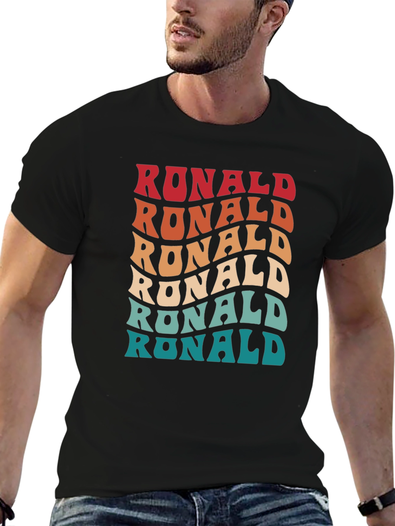 Retro Wavy Ronald T-Shirt - Personalized Name Design