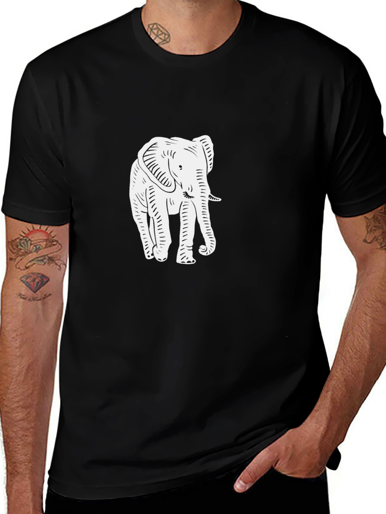 Elephant Graphic Tee - Black Cotton Comfort
