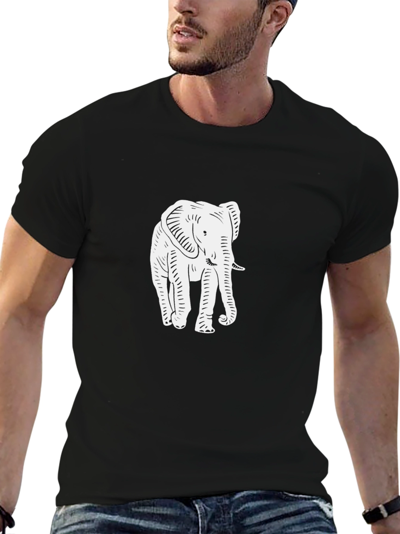 Elephant Graphic Tee - Black Cotton Comfort