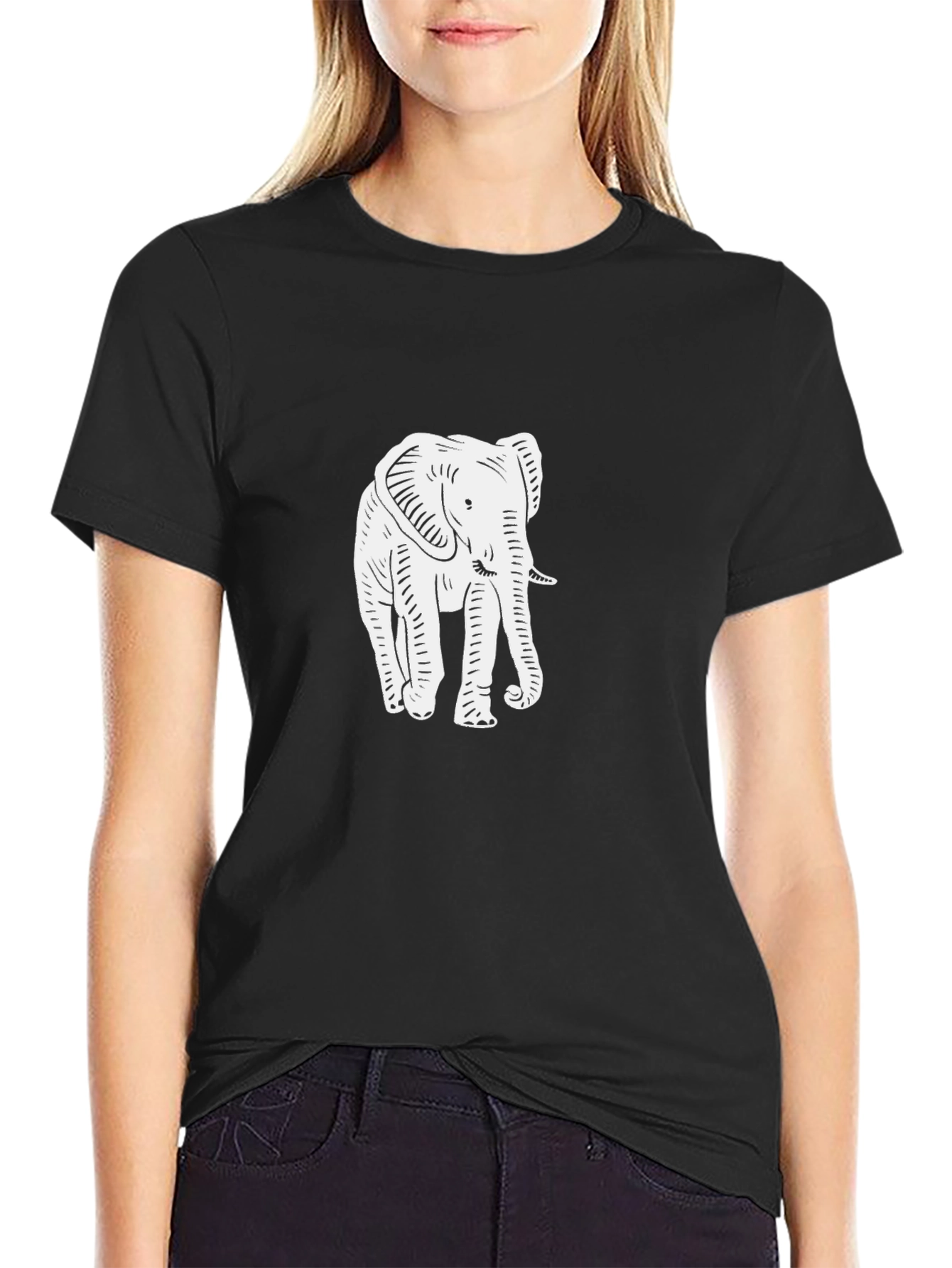 Elephant Graphic Tee - Black Cotton Comfort