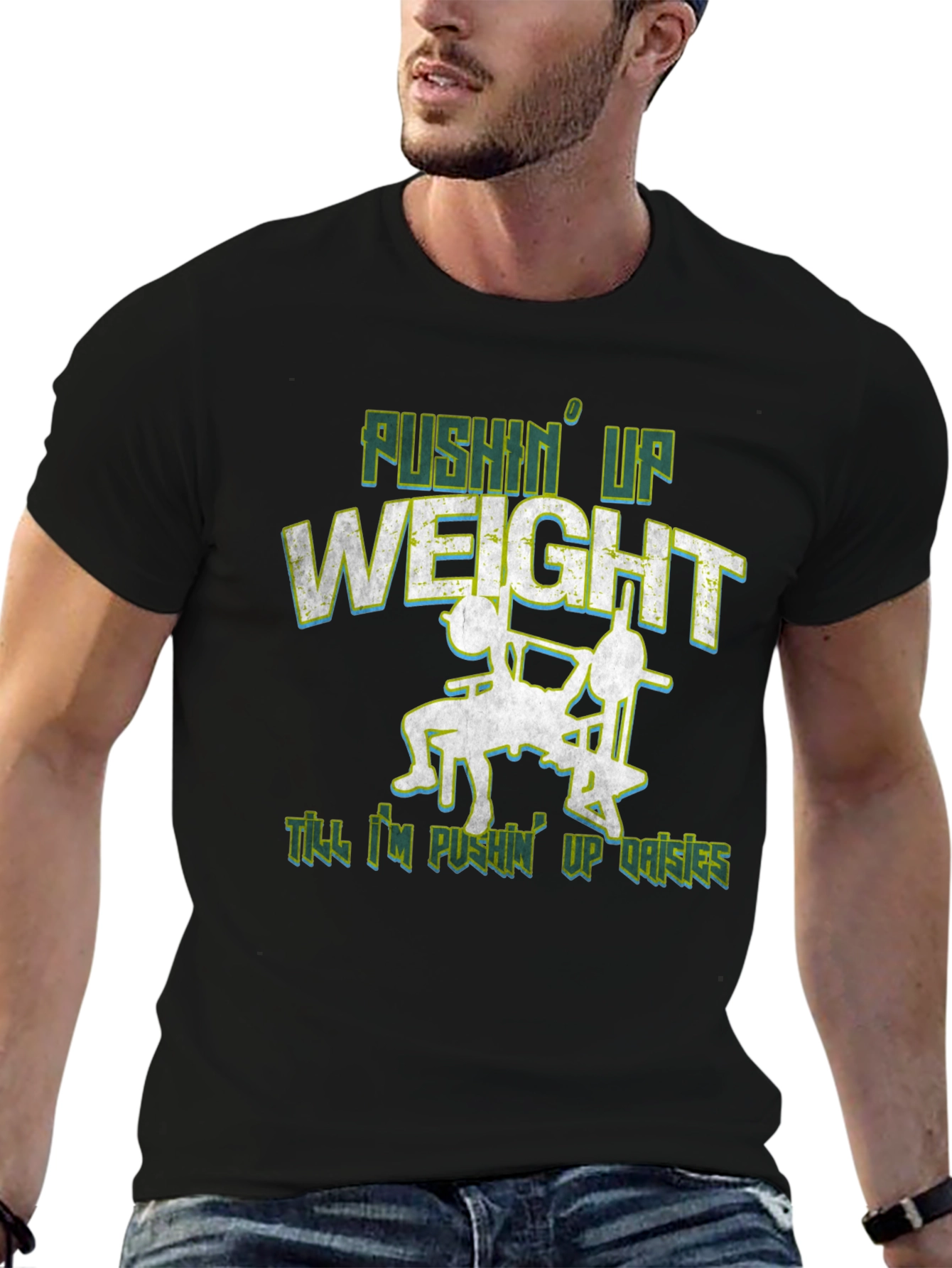 Pushin Up Weight Black Graphic Tee
