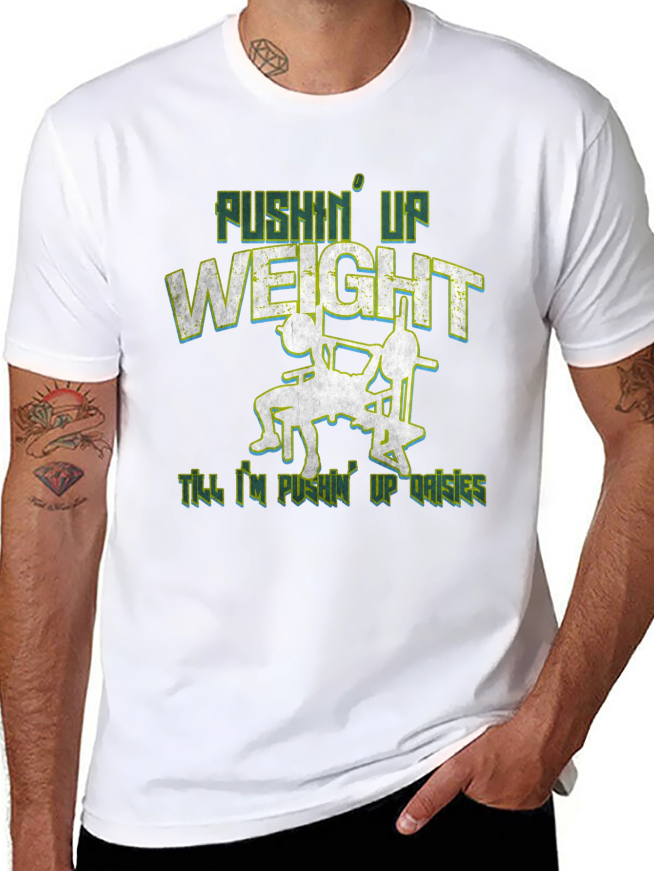 Pushin Up Weight Black Graphic Tee