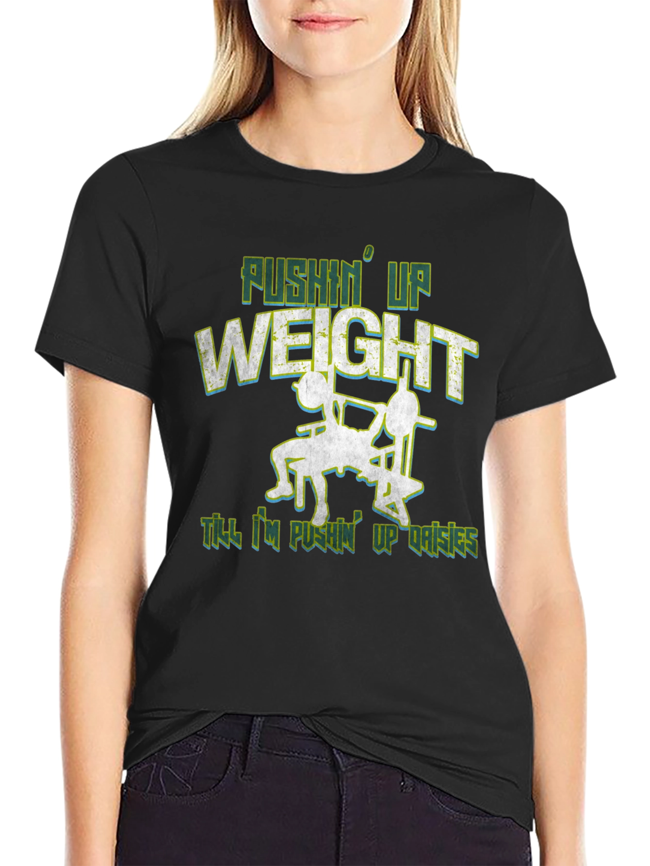 Pushin Up Weight Black Graphic Tee